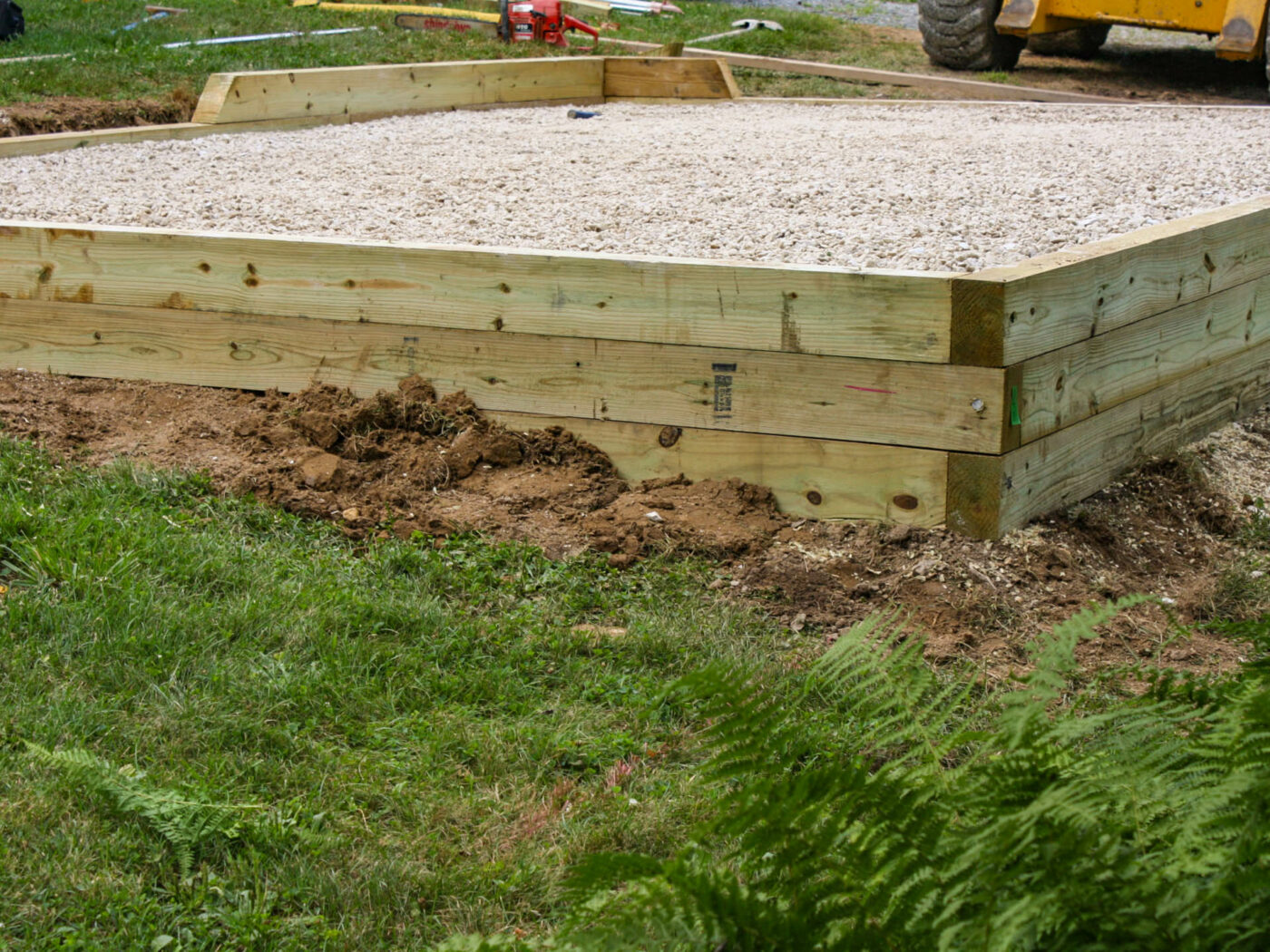 a competed gravel shed pad